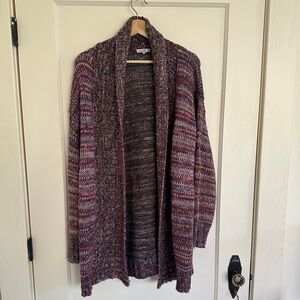 Melrose & Market oversized relaxed long multicolor knit open cardigan sweater